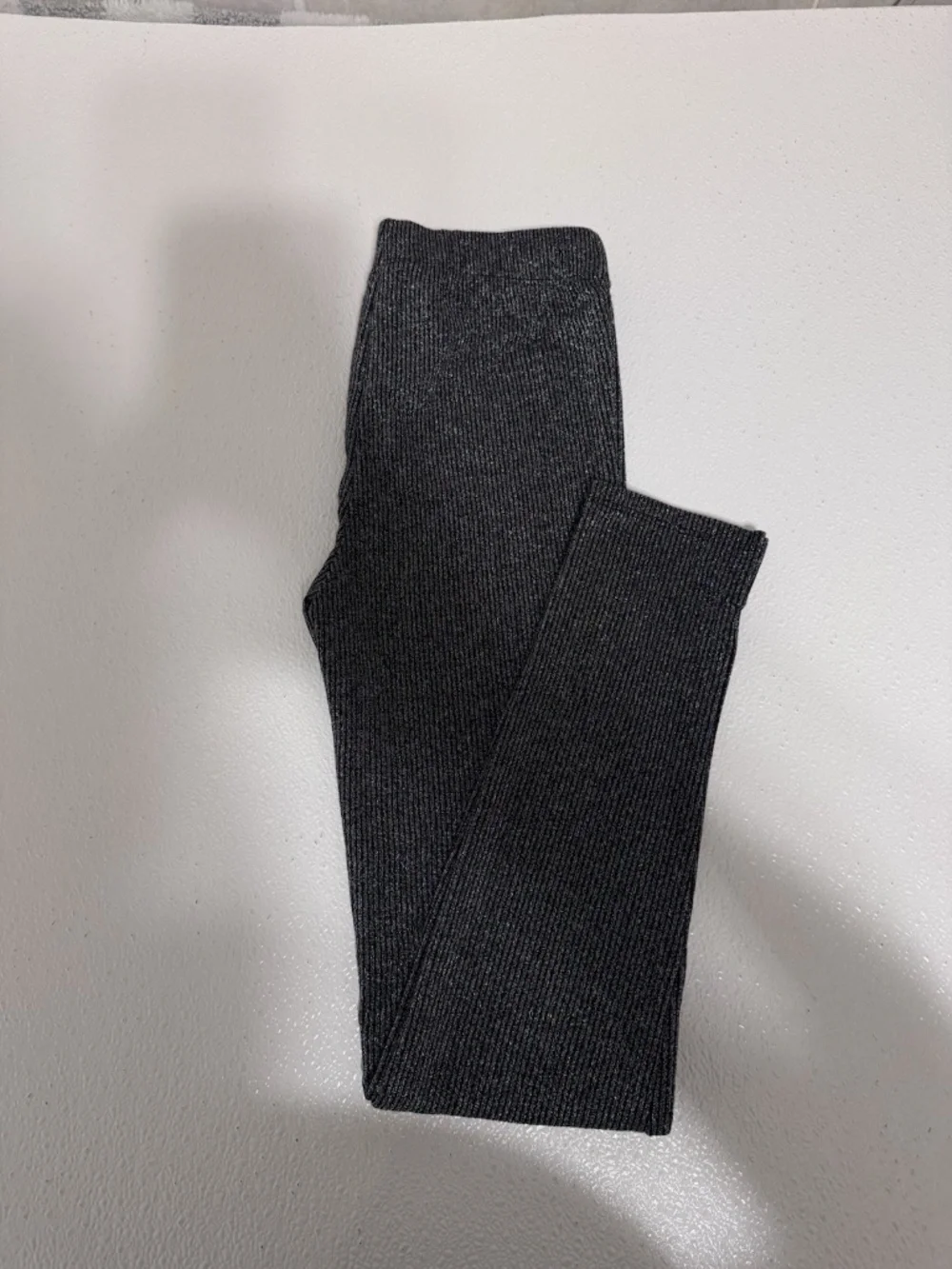 Gap Kids NWT XL (12) Metallic Silver & Black Pull-On Ribbed Pants